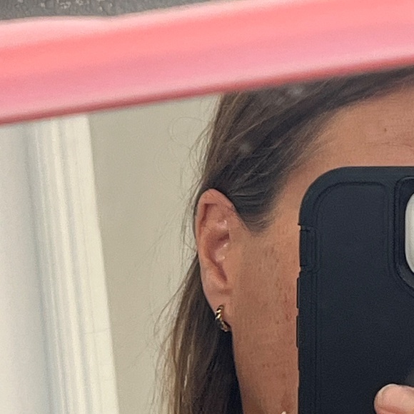 10k gold sapphire earrings natural blue hoop hoops huggies yellow minimalist 10k - Picture 3 of 16